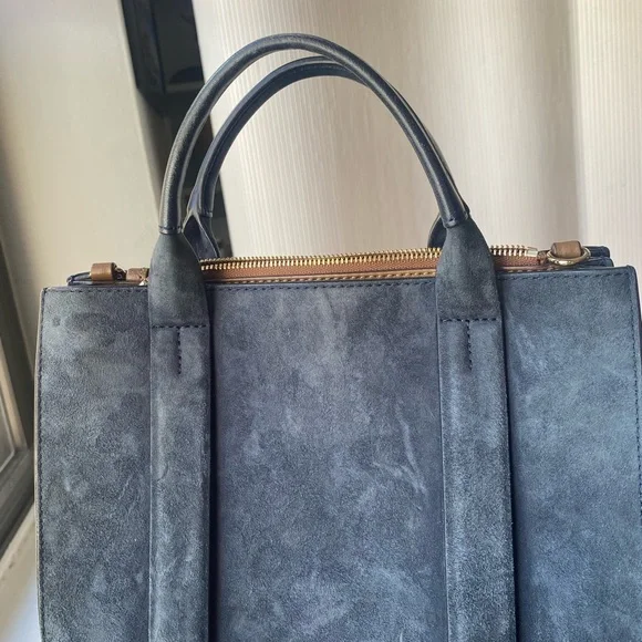 Theory Navy Suede Women's Handbag - Picture 3 of 6